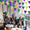 Mardi Gras Party Decorations – Purple, Green & Gold Metallic Fabric Triangle Pennant Banner, Hanging Bunting Garland for Birthday, Wedding, Baby Shower, Bridal Shower, Holiday & Masquerade Parties